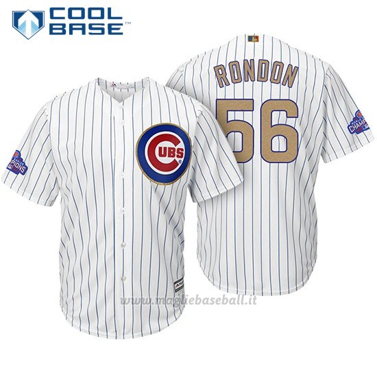 Maglia Baseball Uomo Chicago Cubs 56 Hector Rondon Bianco Or Program Cool Base